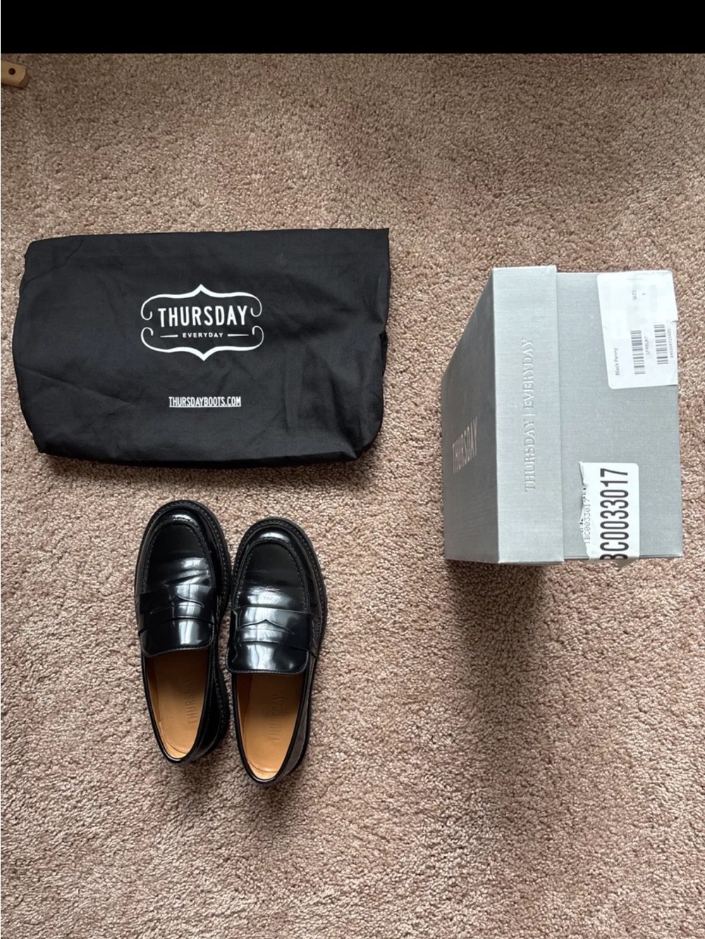 Thursday Boot Company Black Leather Penny Loafers